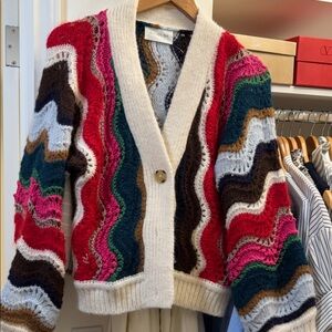 Colorful Wave Pattern Cardigan Sweater